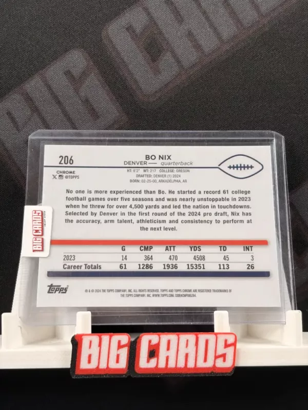 Bo Nix - Topps Chrome - Image 2