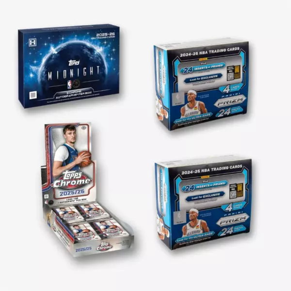 2025-26 NBA Topps Midnight 1x Box + Chrome 1x Hobby Box + 2024-25 Panini Prizm Retail 2x Box #606 - Image 2