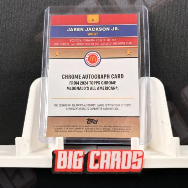 Jaren Jackson Jr. - Topps Chrome McDonald's All American - Image 2