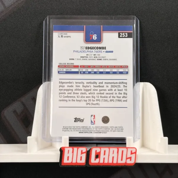 VJ Edgecombe - Topps Chrome Basketball 2025 - Image 2